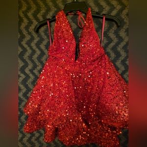 Red sequin dress